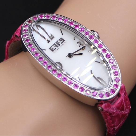 Pink Sapphire Diamond 1.90 Tcw Unisex Luxury Watch main image 7
